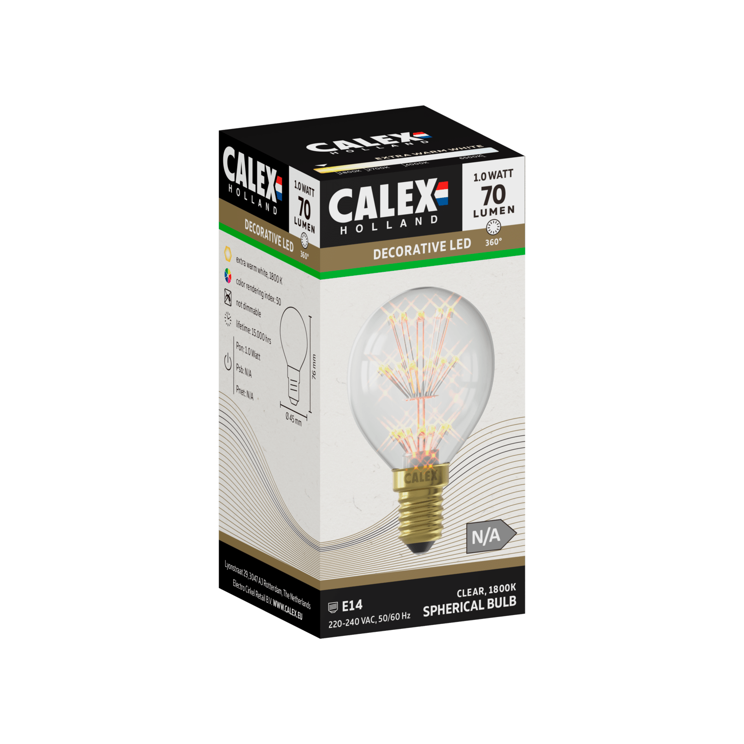 calex-pearl-led-e14-p45-transparente-1w-2100k image 3