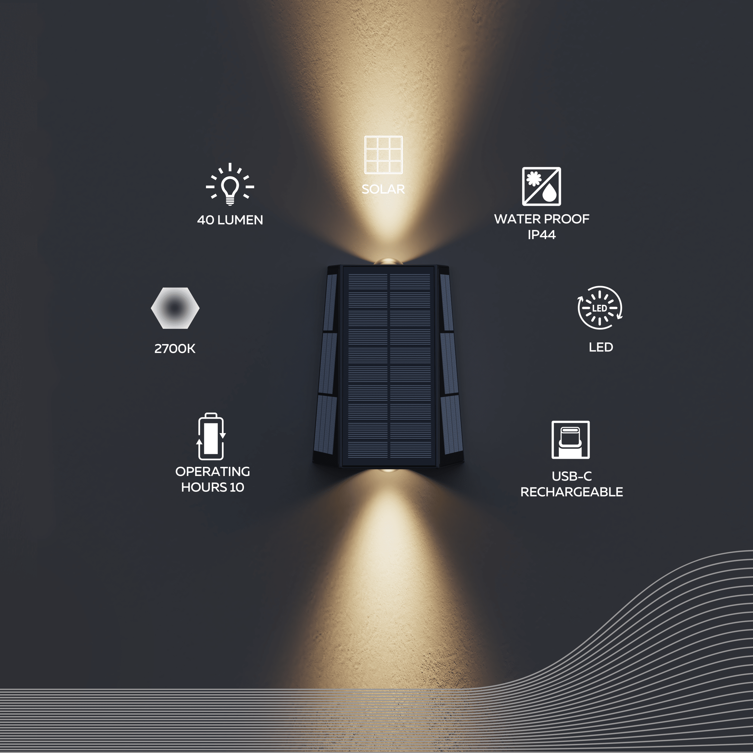 calex-applique-murale-solaire-matera-up-down-noir image 2