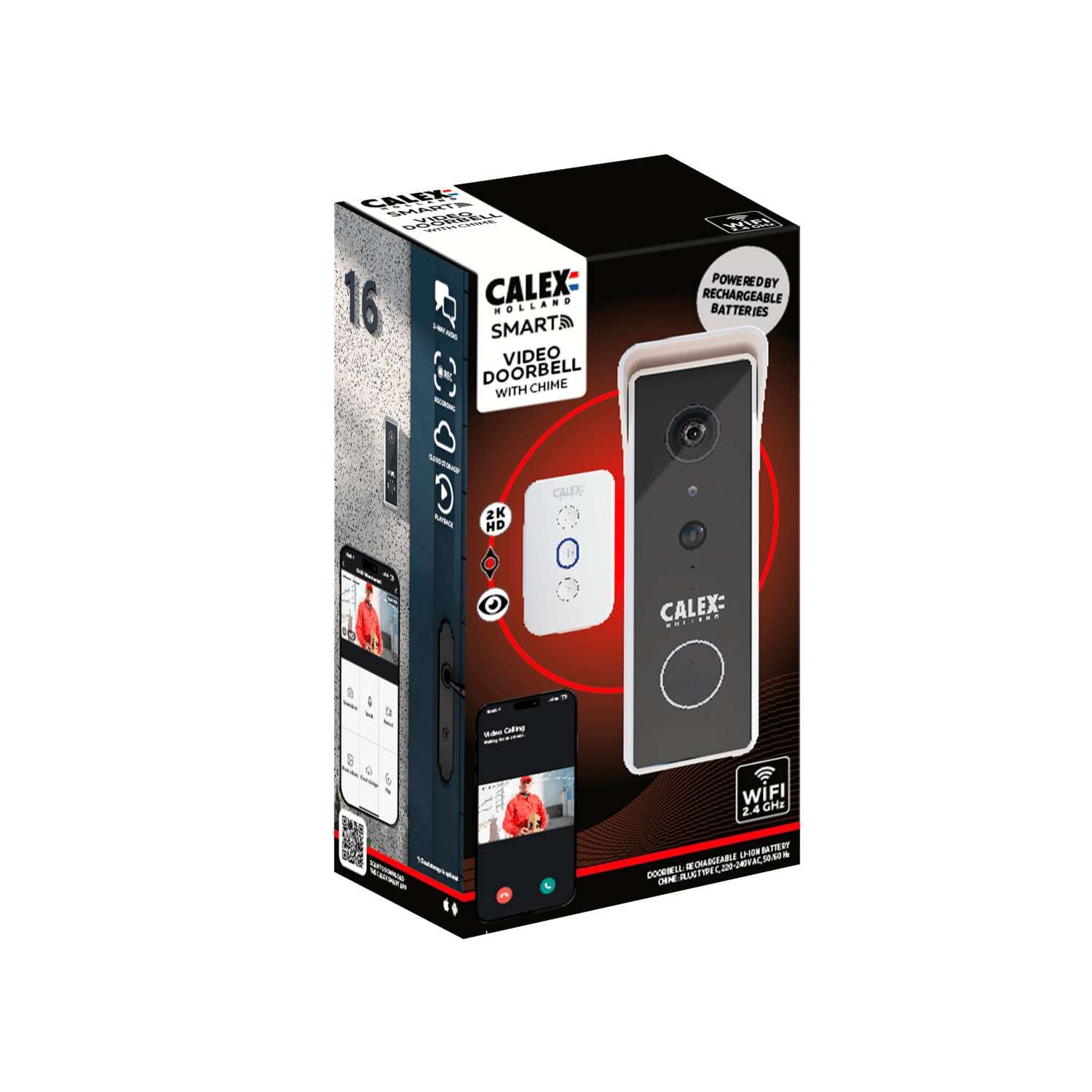 calex-smart-sonnette-vid-o-connect-e-2k-sans-fil-noire image 4