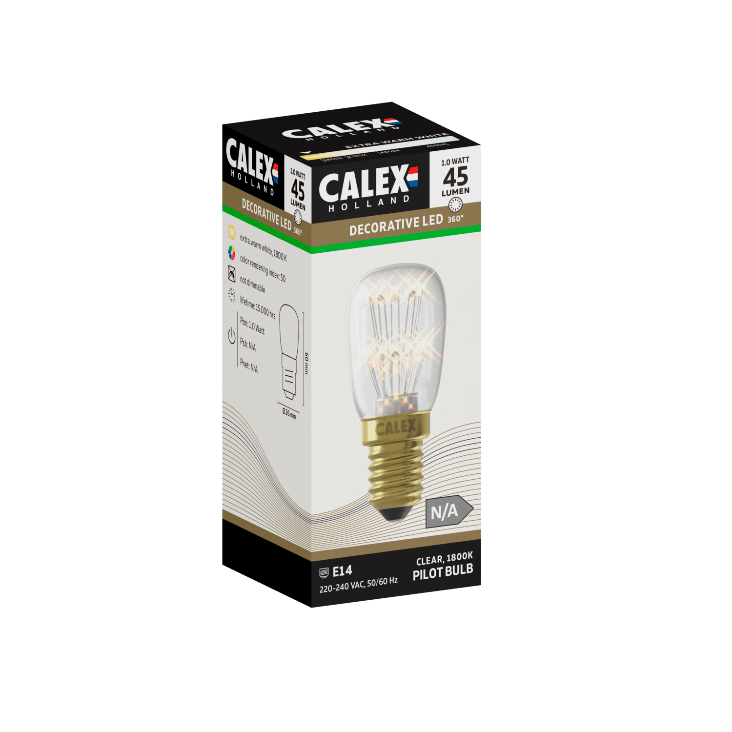 calex-pearl-lampe-led-e14-t26-transparente-1w-1800k image 3