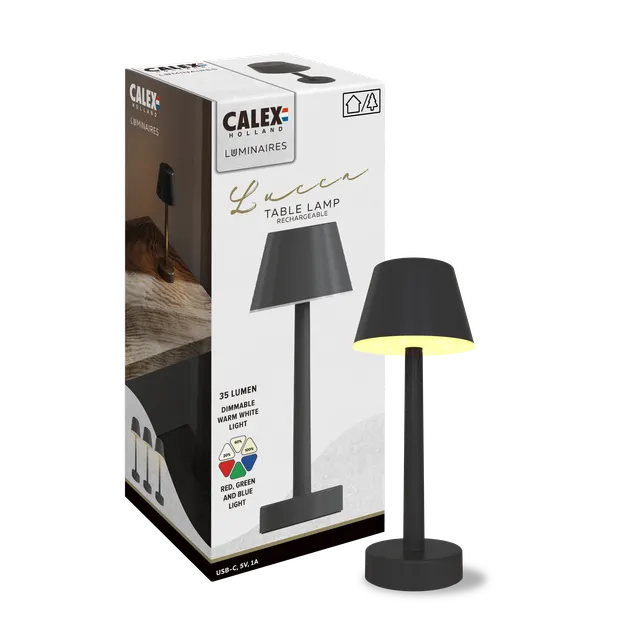 calex-lucca-lampe-de-table-rechargeable-noir image 1