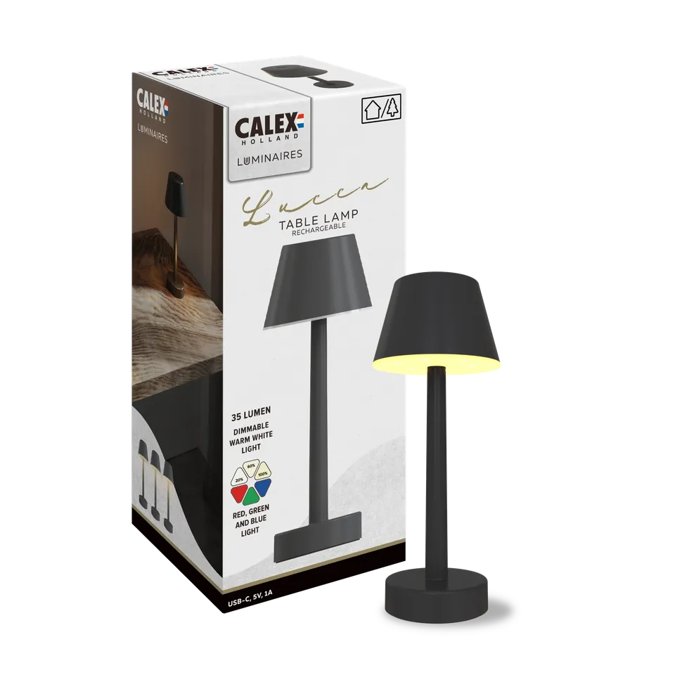 calex-lucca-lampe-de-table-rechargeable-noir image 1