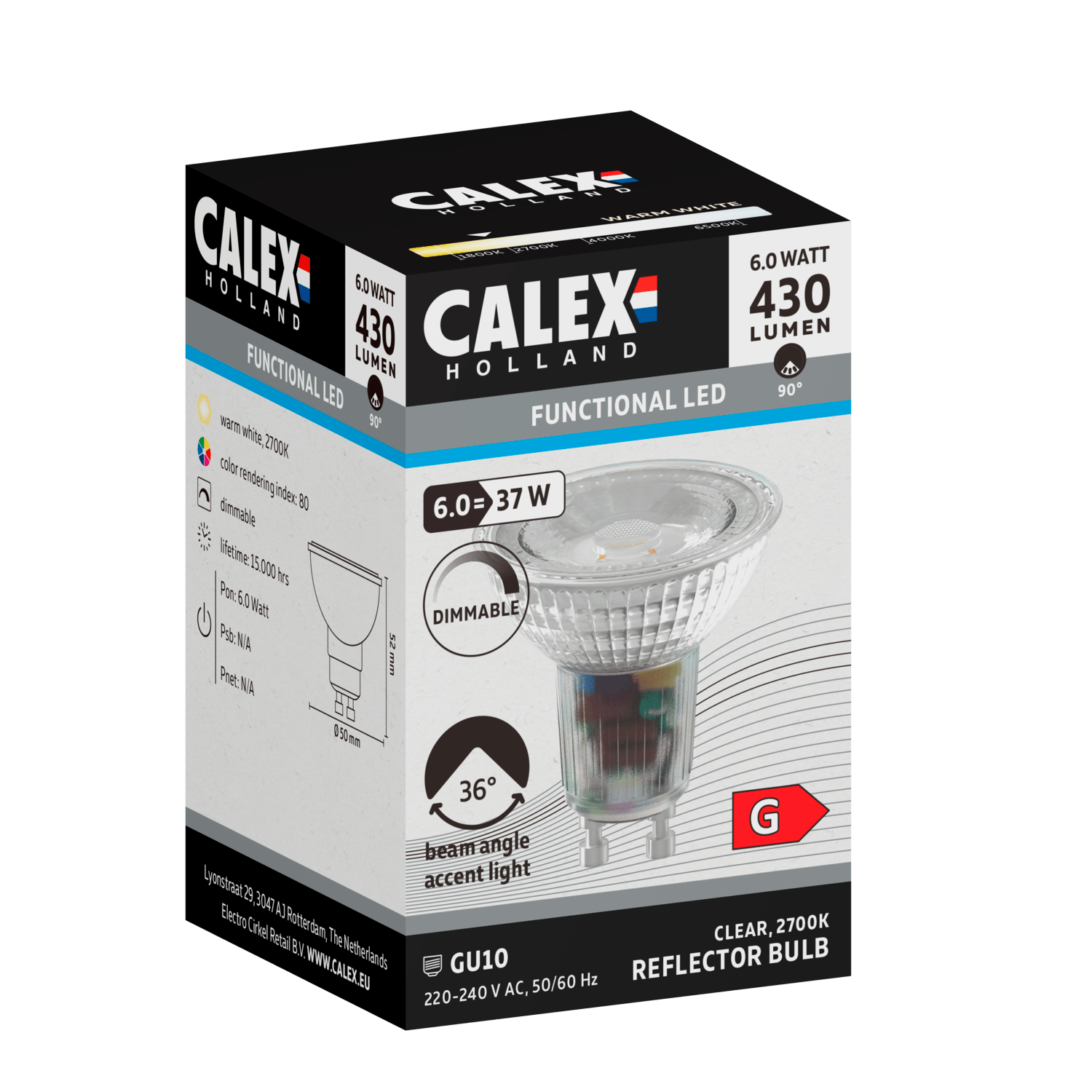 calex-ampoule-led-r-flecteur-smd-gu10-chrom-e-6w-dimmable image 2