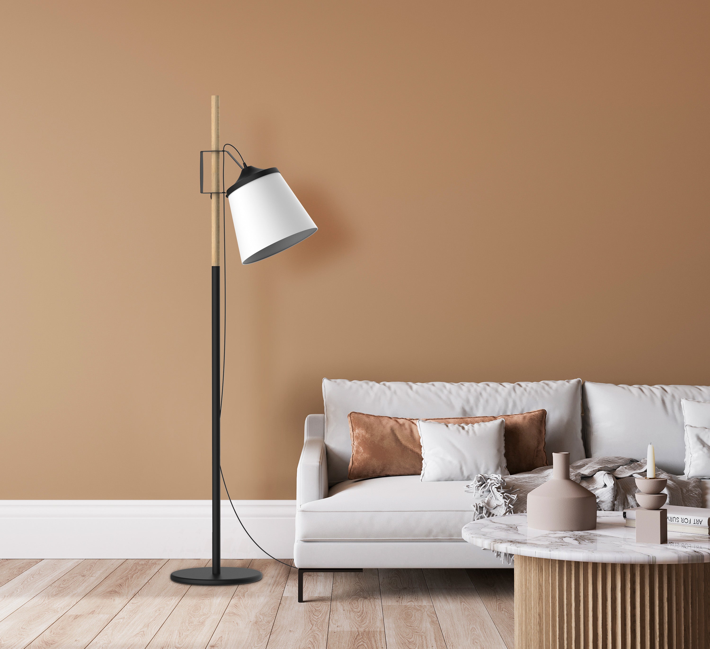 aluminor-woody-ls-lampadaire-bois-m-tal-r-flecteur-tissu-inclin image 2