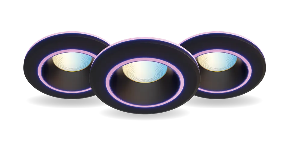 lot-3x-calex-smart-halo-downlight-rgb-cct-noir-10cm image 1