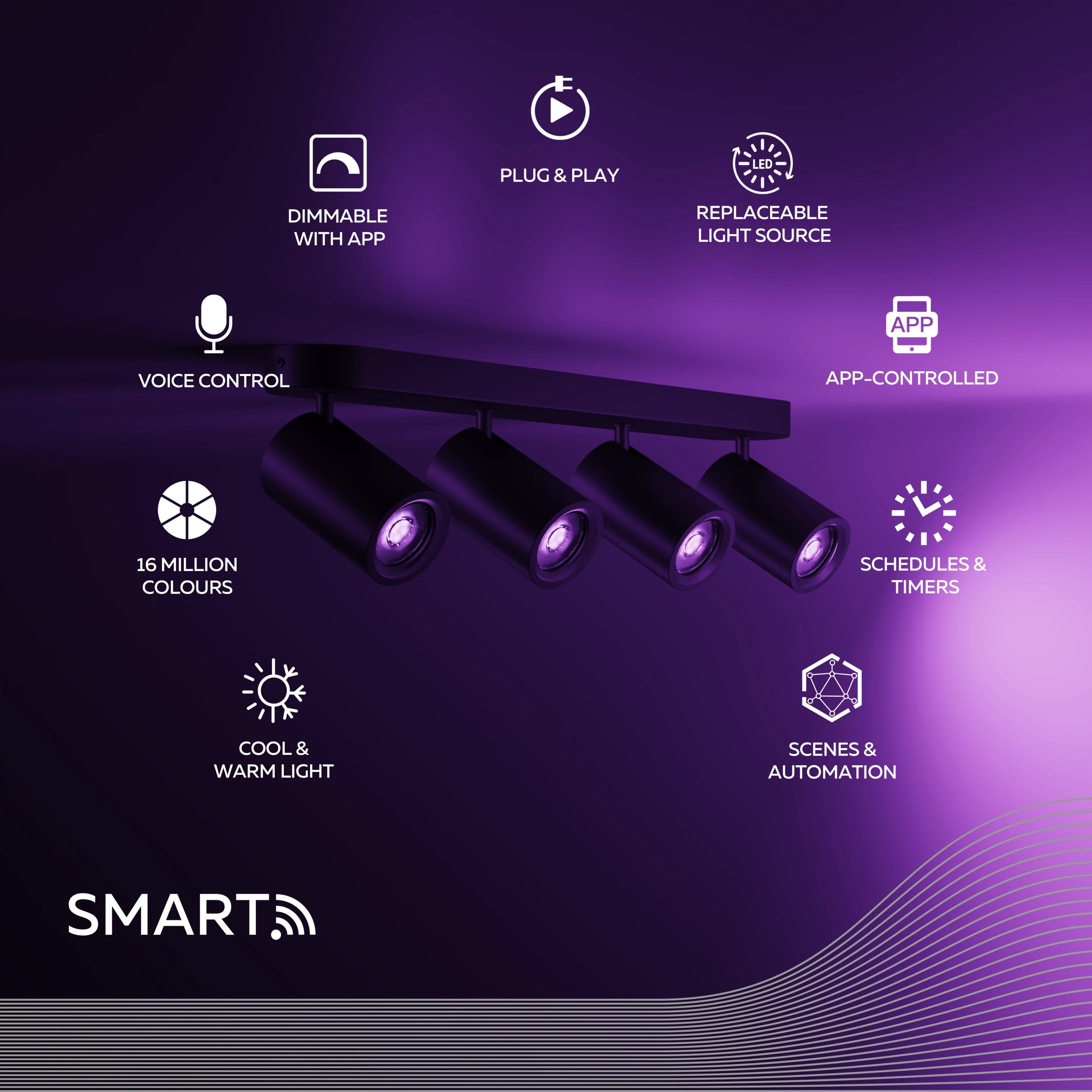 calex-smart-plafonnier-spot-4-lumi-res-noir-rond image 2