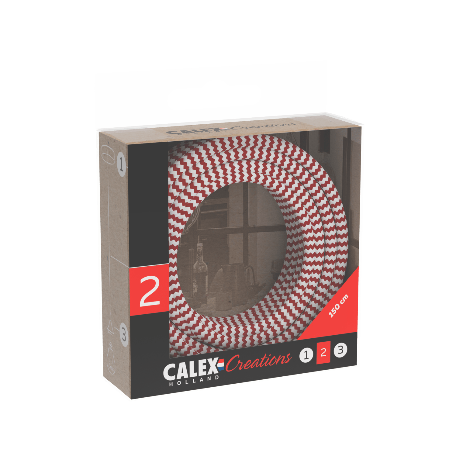 calex-creations-c-ble-textile-rouge-blanc-1-5-m image 3