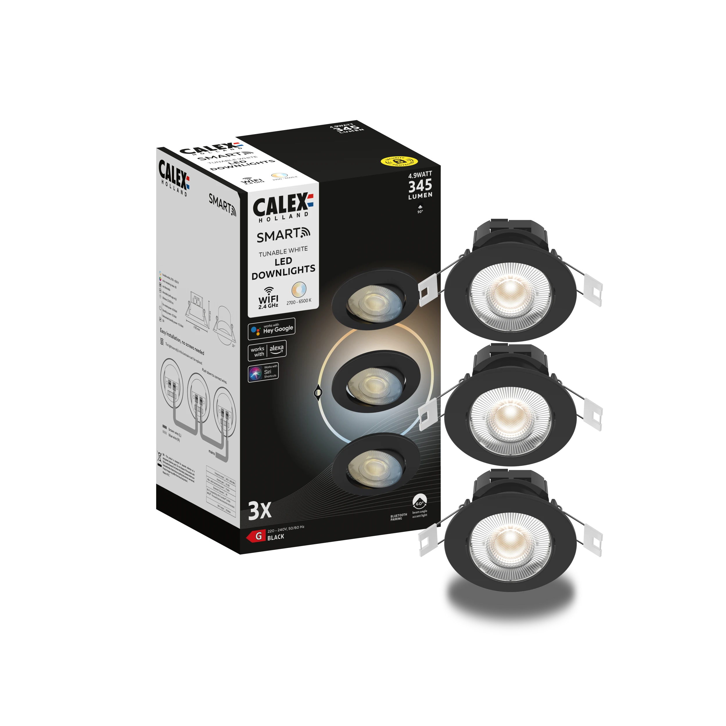 calex-smart-spot-encastr-lot-de-3-cct-noir image 1