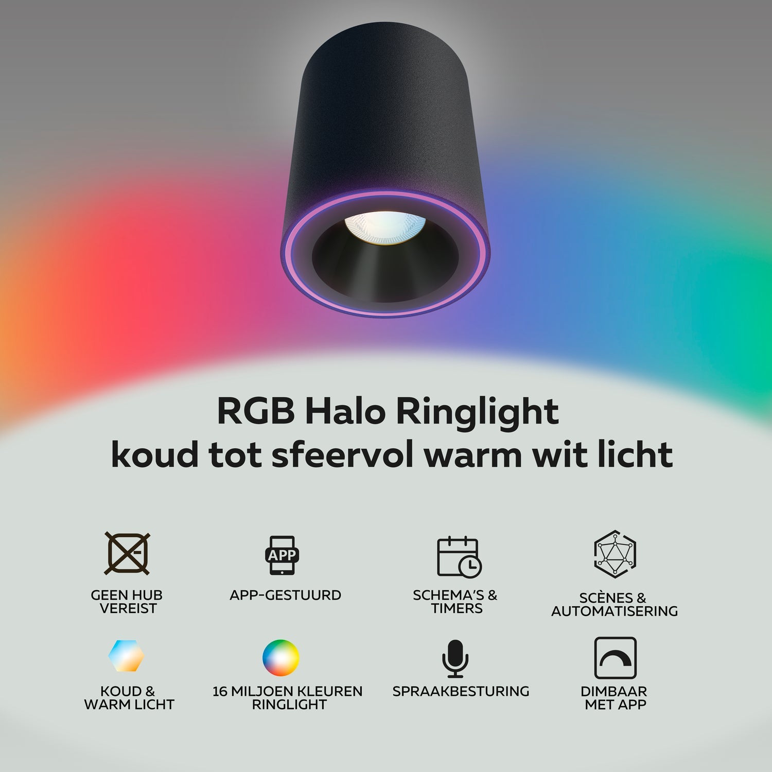 calex-smart-spot-halo-plafonnier-rgb-cct-noir-connect image 3