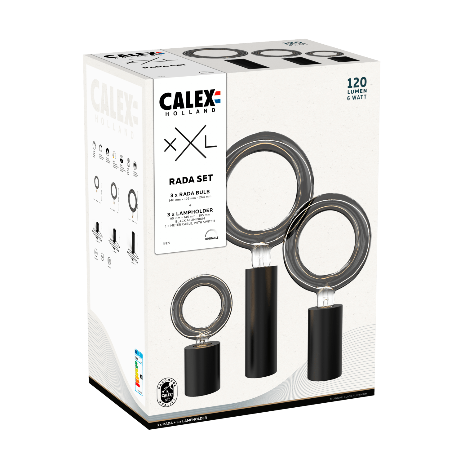 calex-rada-combi-set-titanium-e27-3-lampes-led-dimmables-4-5-6w-douilles image 2