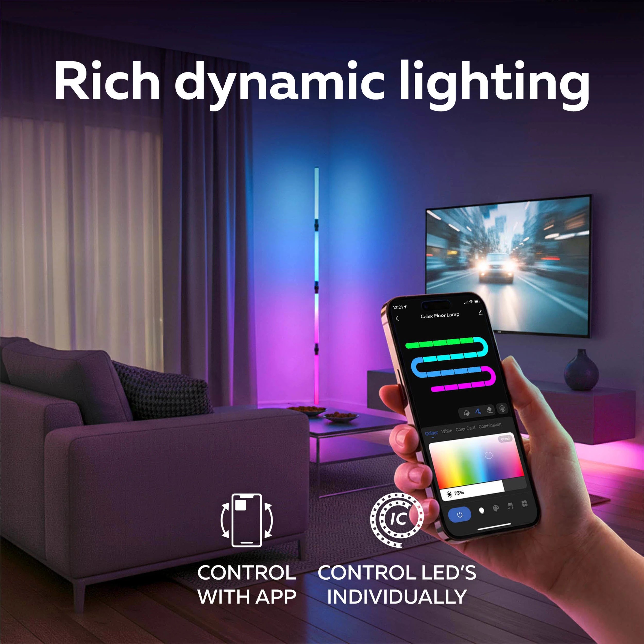 calex-smart-lampadaire-rgbic-140-cm-gaming image 4
