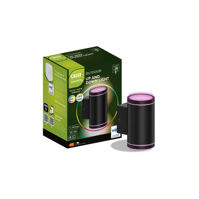calex-applique-murale-ext-rieure-connect-e-up-down-rgb-cct-noire image 1