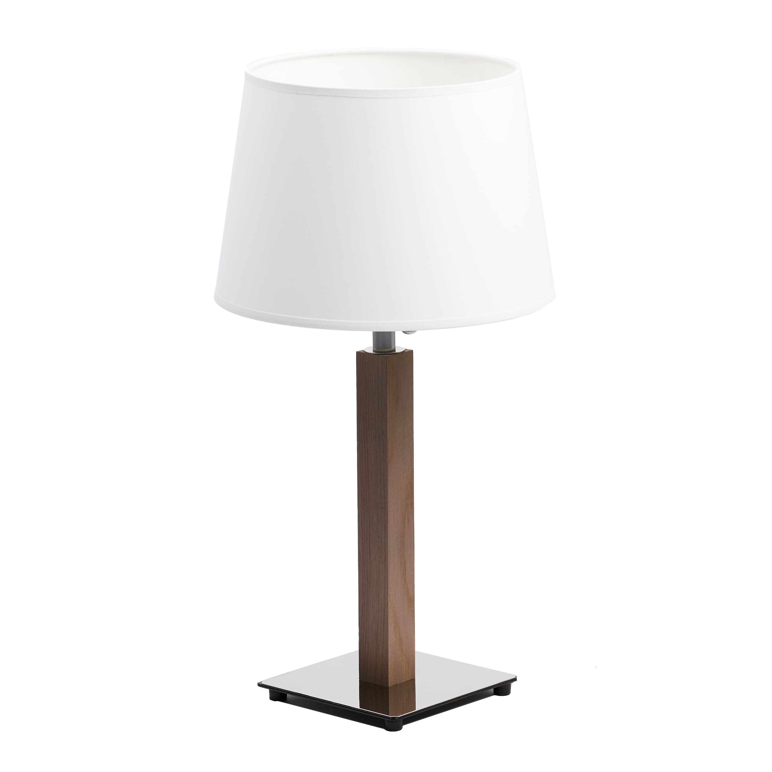 aluminor-quatro-lt-lampe-poser-bois-chrom-abat-jour-blanc image 1