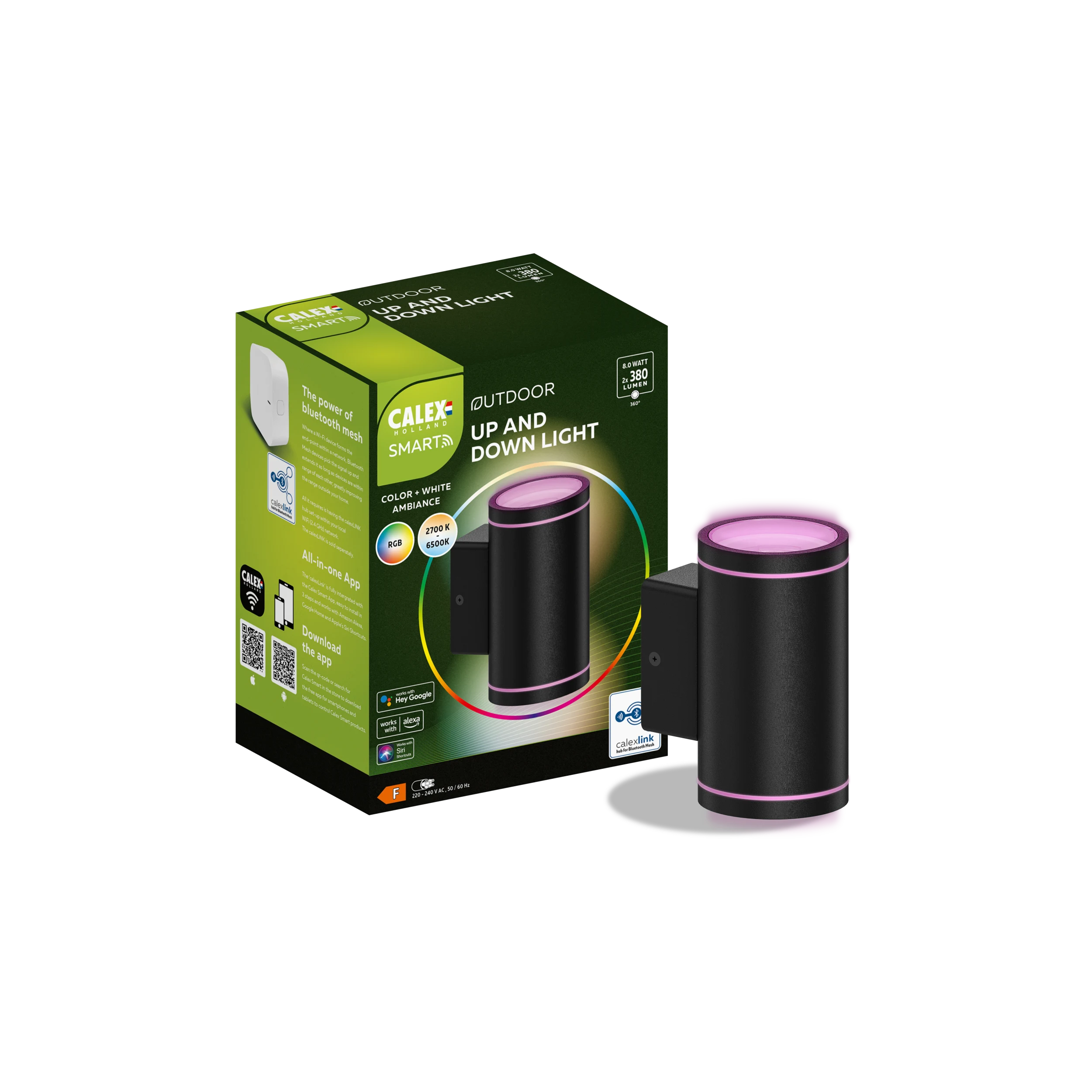 calex-applique-murale-ext-rieure-connect-e-up-down-rgb-cct-noire image 1