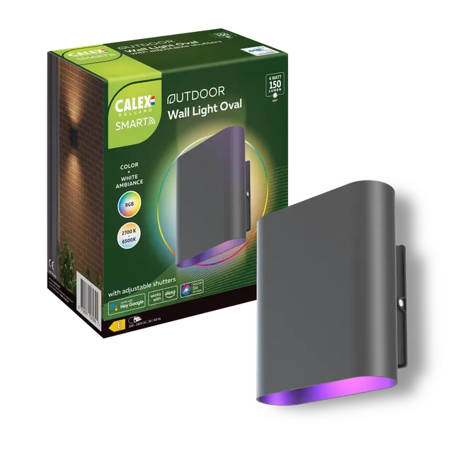 calex-smart-applique-murale-ext-rieure-bt-mesh-rgb-cct-noire image 1