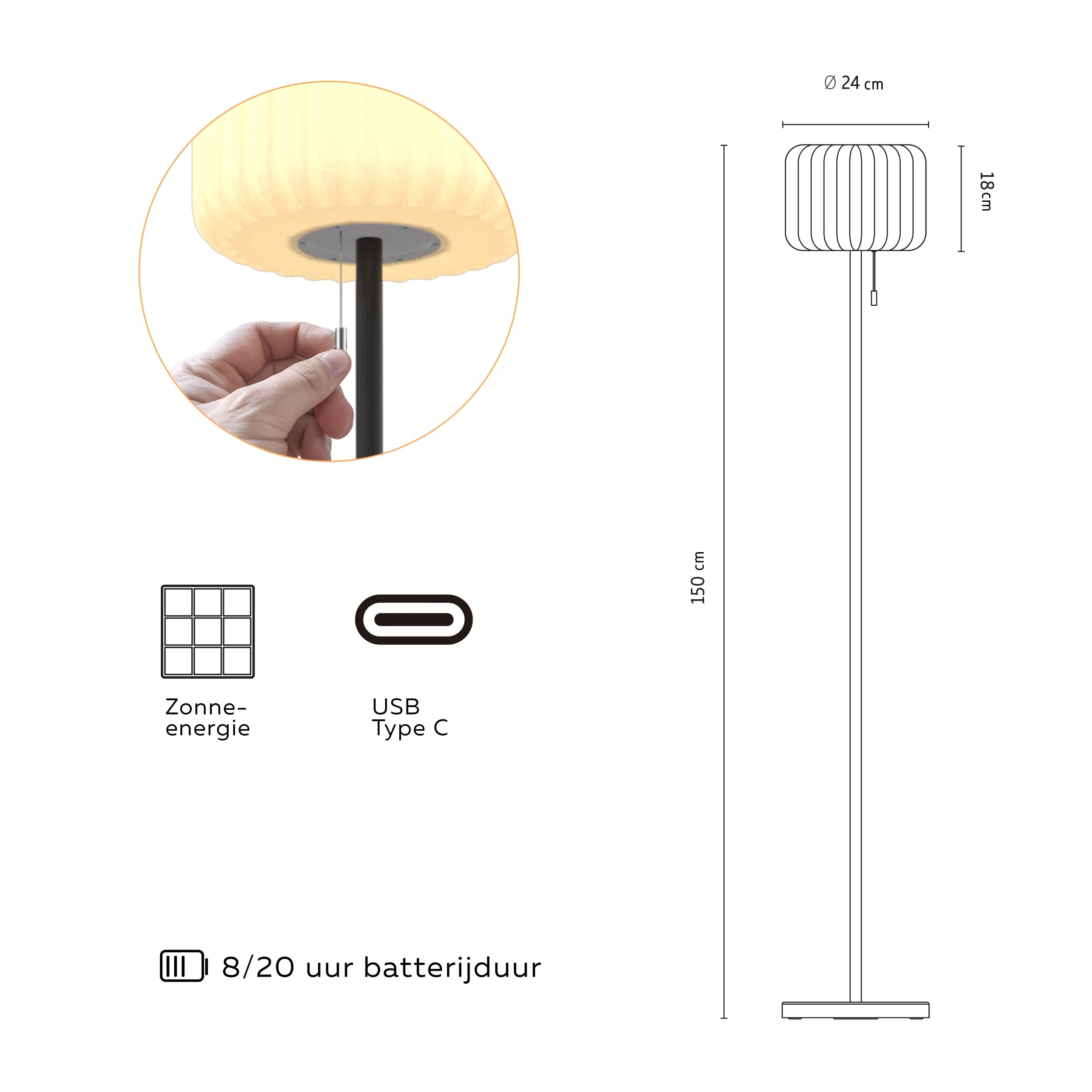 calex-lampadaire-ext-rieur-latina-rechargeable-solaire-noir image 3