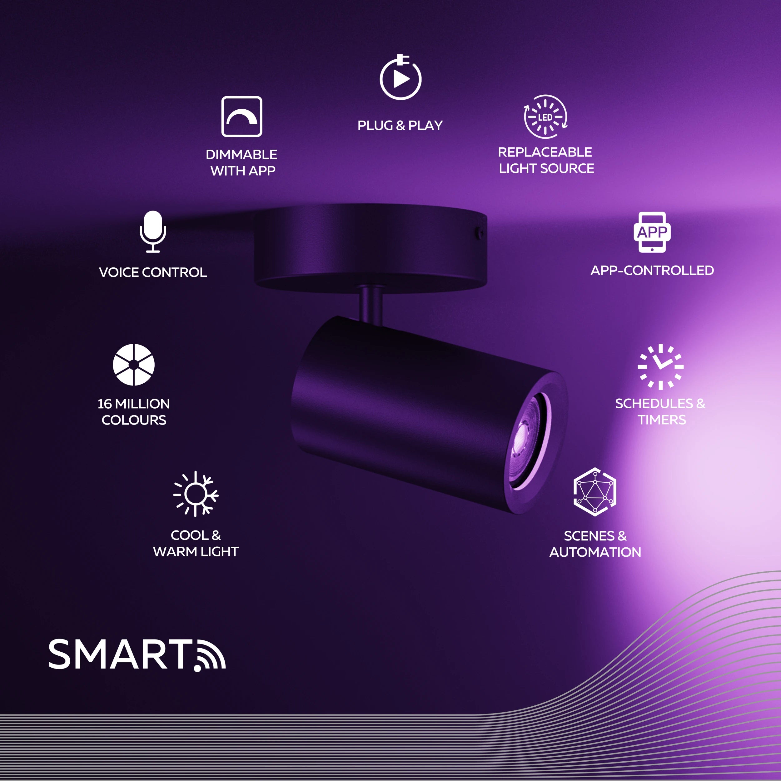 calex-smart-plafonnier-spot-1-lumi-re-noir-rvb-blanc-r-glable image 2