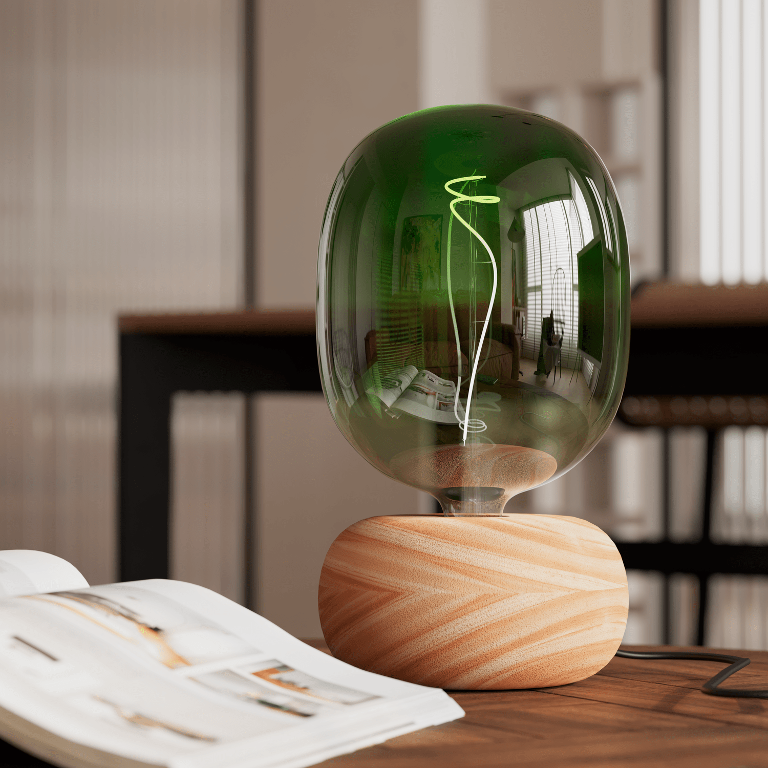 calex-lampe-de-table-ronde-e27-bois-fsc-85-mm image 2