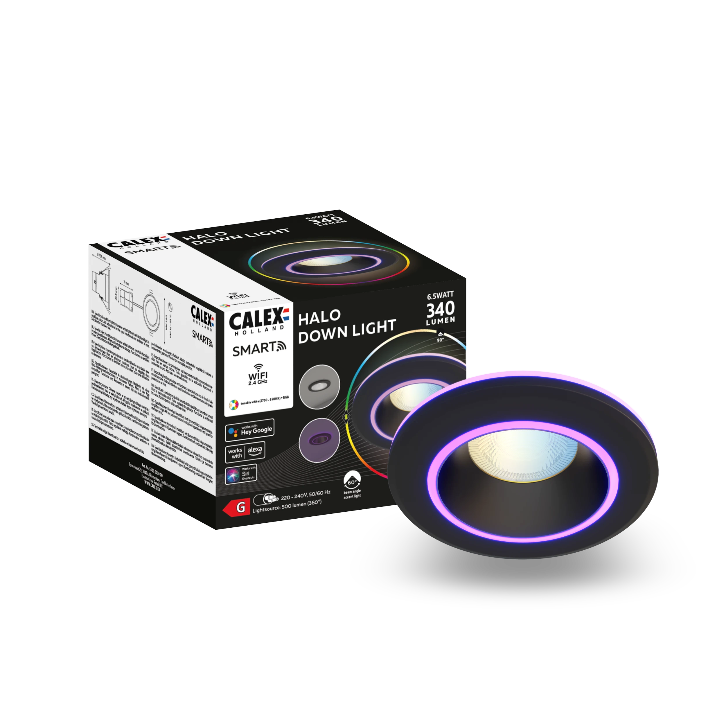 calex-halo-spot-encastr-led-smart-rgb-cct-noir image 1