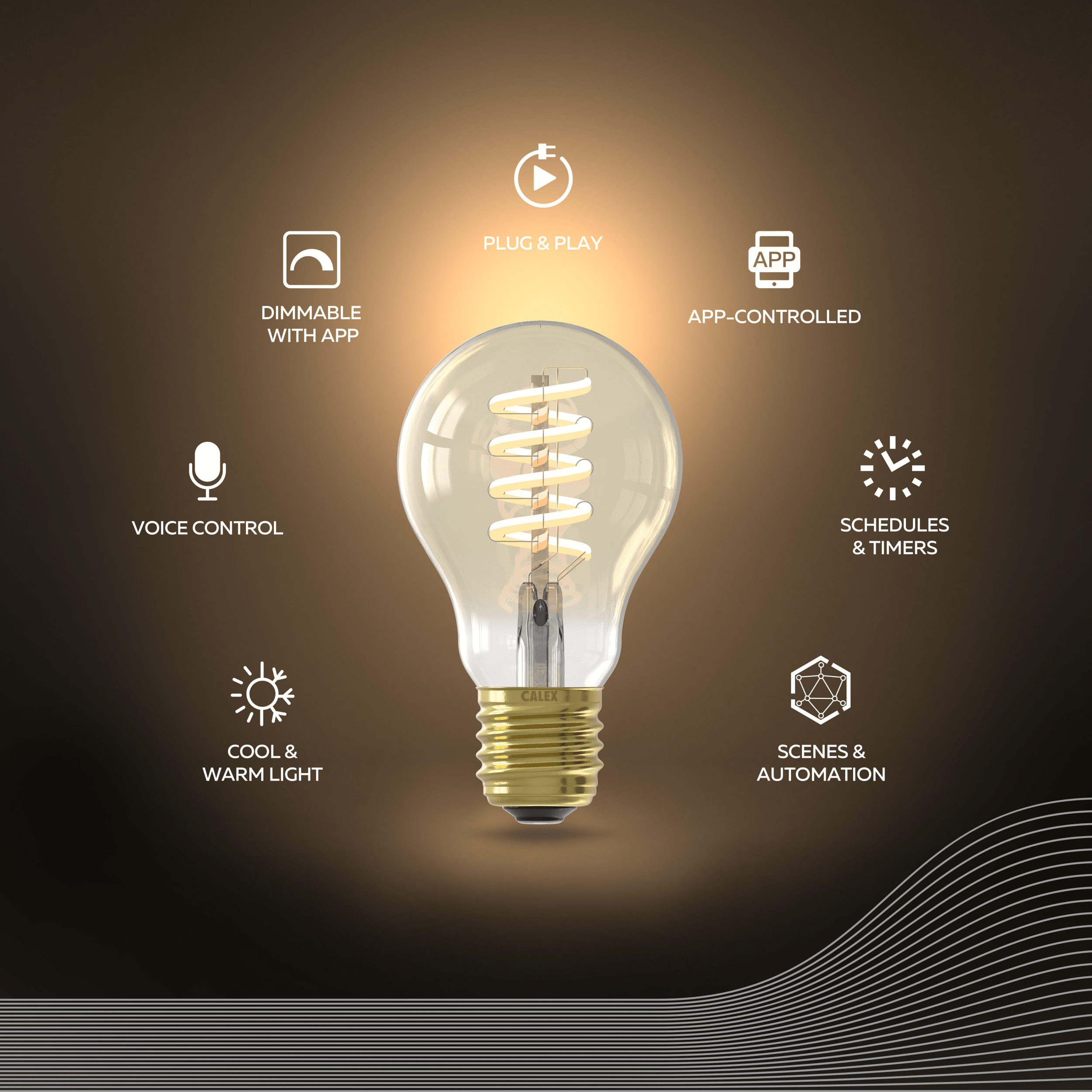 calex-smart-ampoule-led-spiral-e-e27-a60-cct-dor-dimmable-via-app image 2