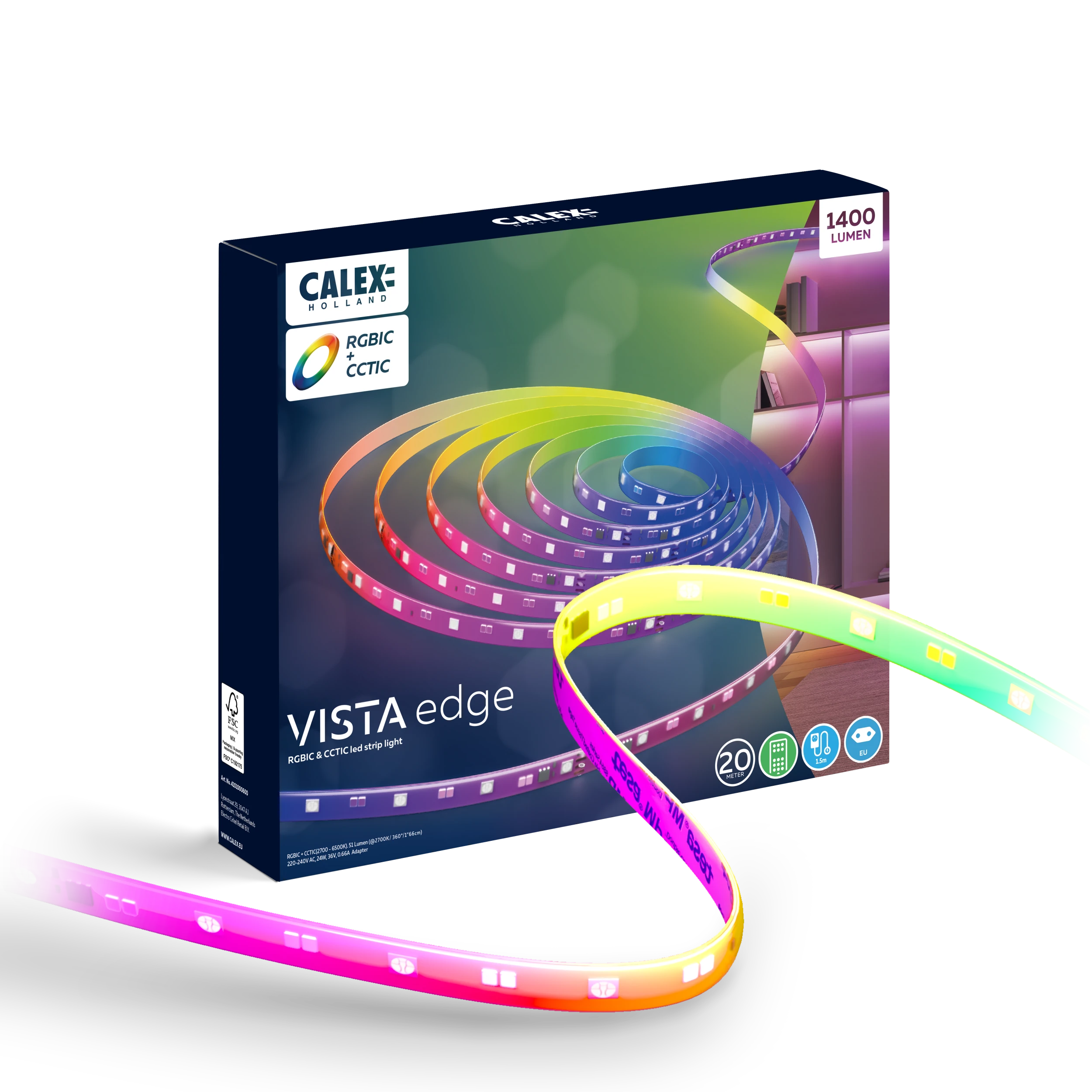 calex-bande-led-vista-20m-rgbcctic-avec-t-l-commande image 1