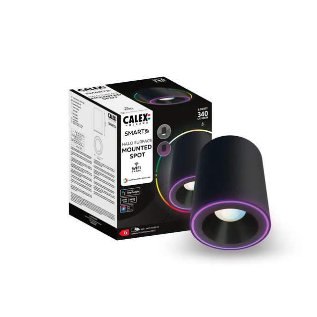 calex-smart-spot-halo-plafonnier-rgb-cct-noir-connect image 1
