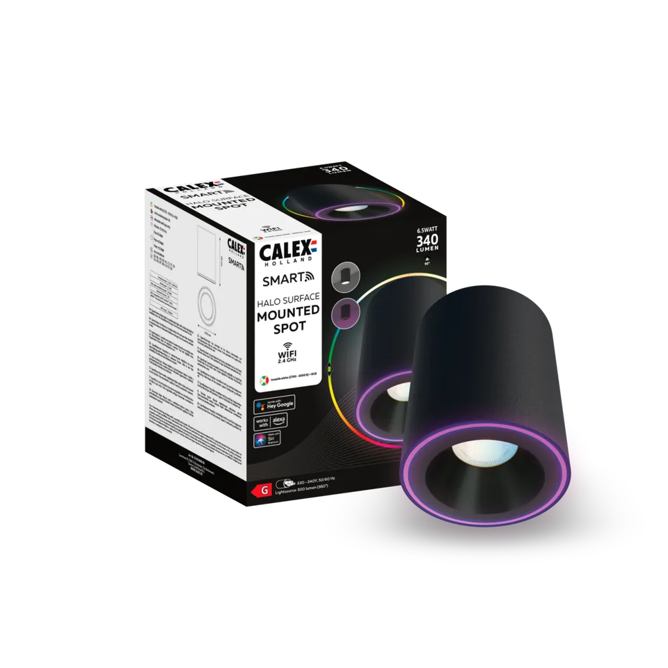 calex-smart-spot-halo-plafonnier-rgb-cct-noir-connect image 1