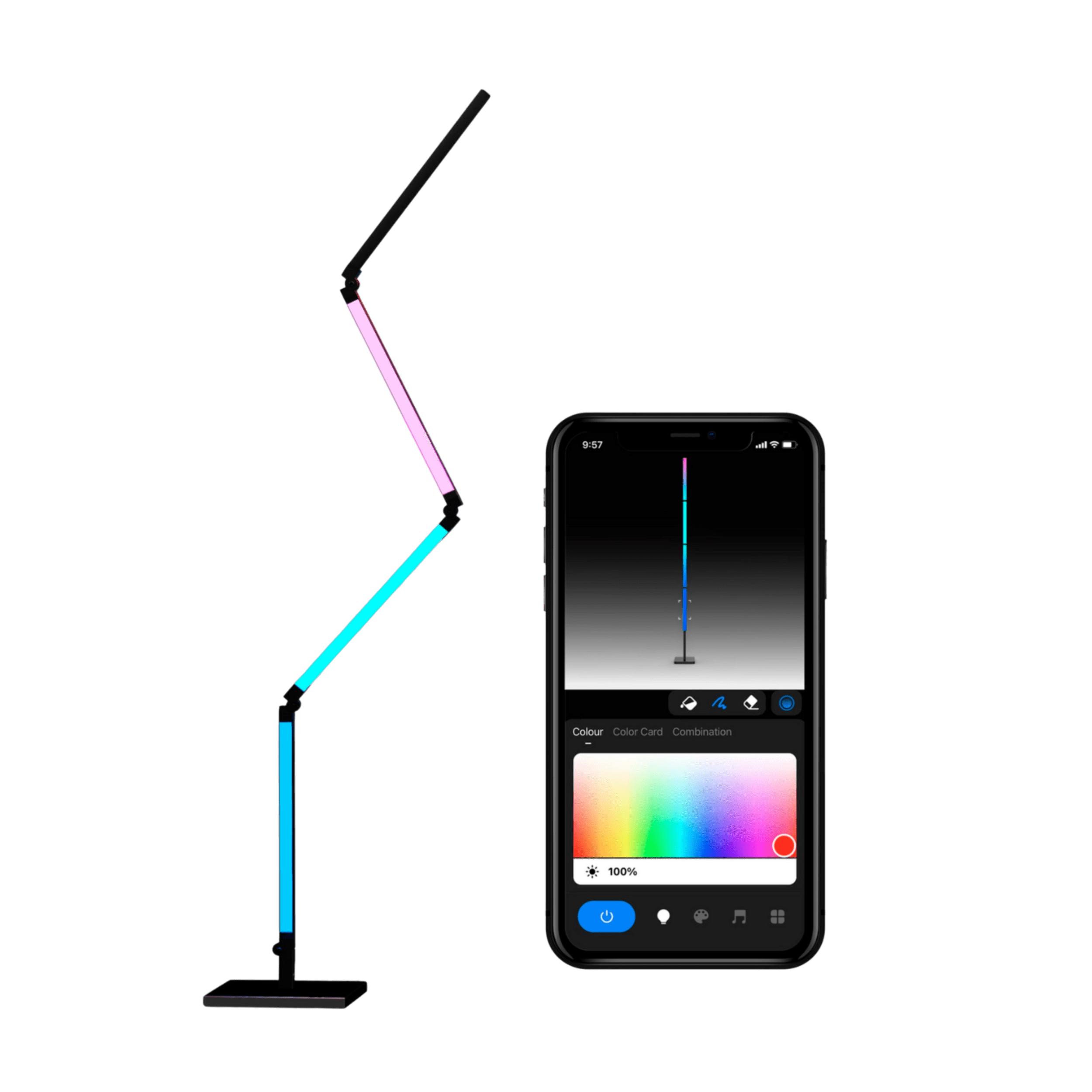 calex-halo-lampadaire-pliable-smart-rgbic-cct image 1