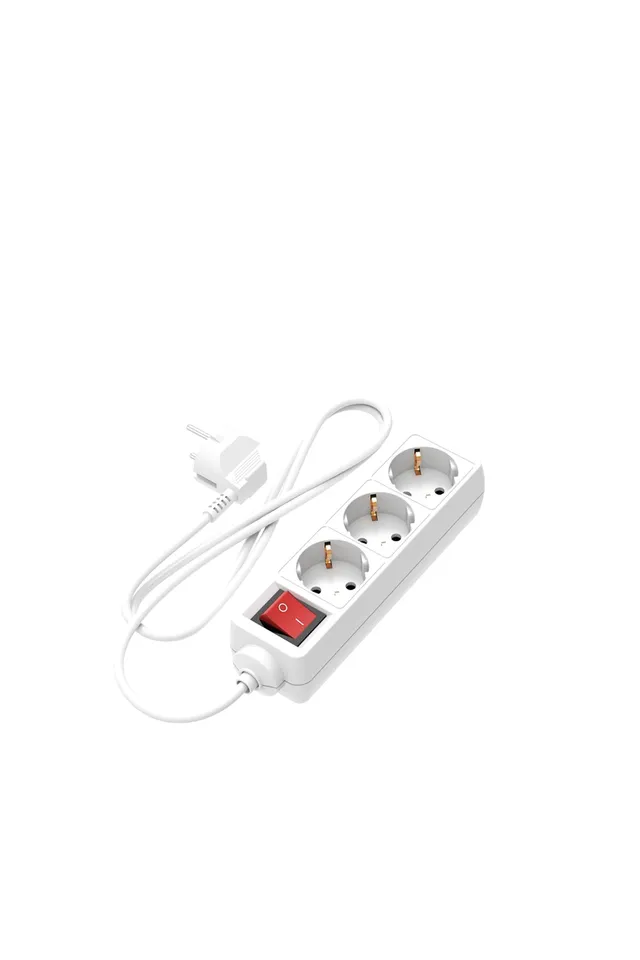 calex-douille-triple-3-voies-avec-interrupteur-blanche-c-ble-1-4m image 1