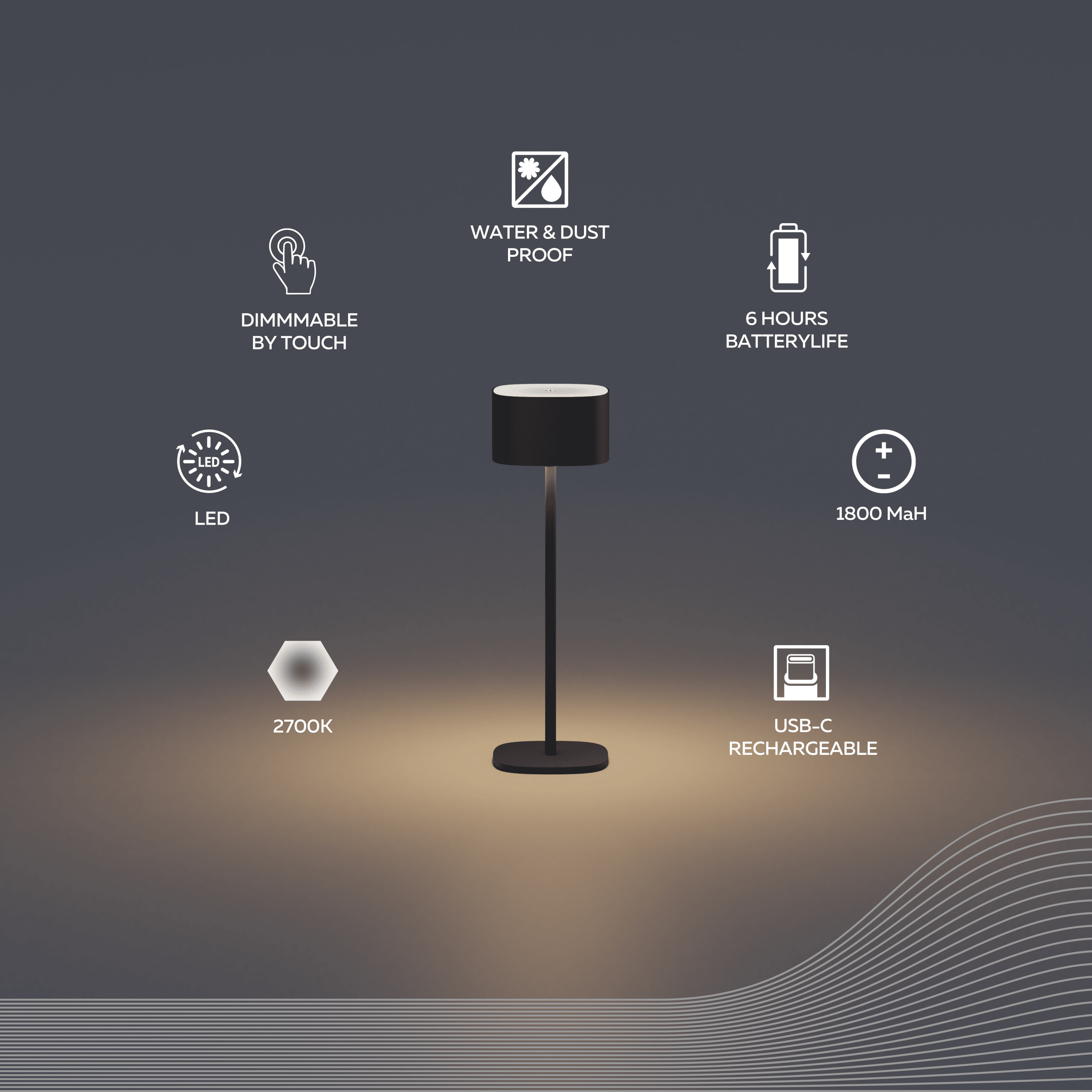 calex-lampe-de-table-serino-sans-fil-led-noire image 2