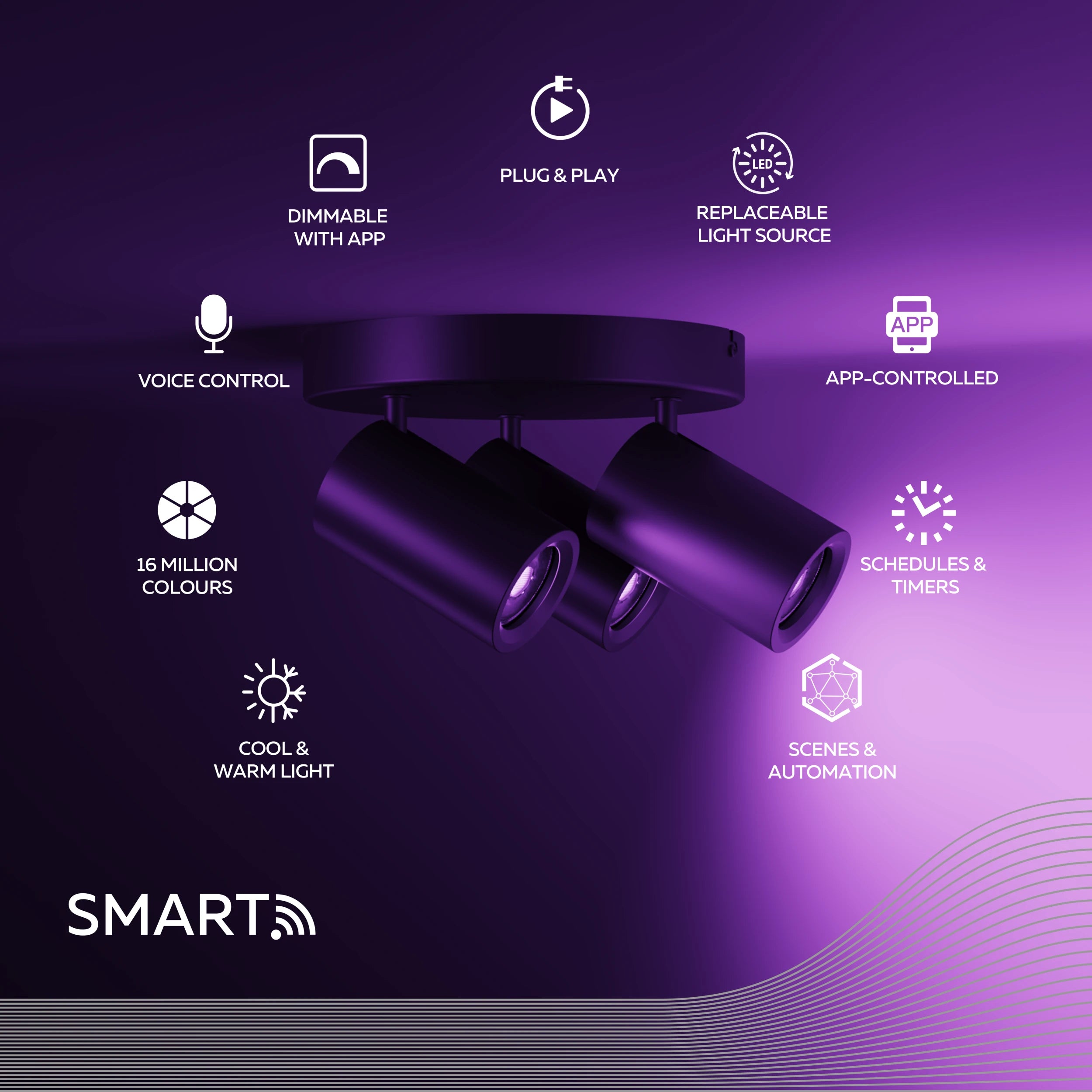 calex-smart-plafonnier-spot-3-lumi-res-rond-noir-rgb-cct-connect image 2