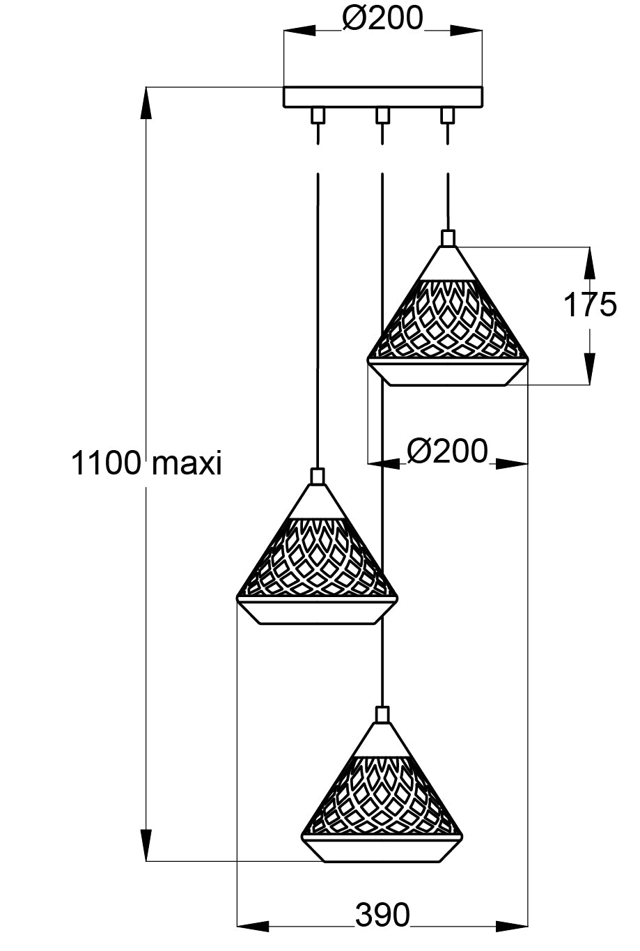 aluminor-cone-3-s-suspension-3-c-nes-m-tal-noir-ajour image 6