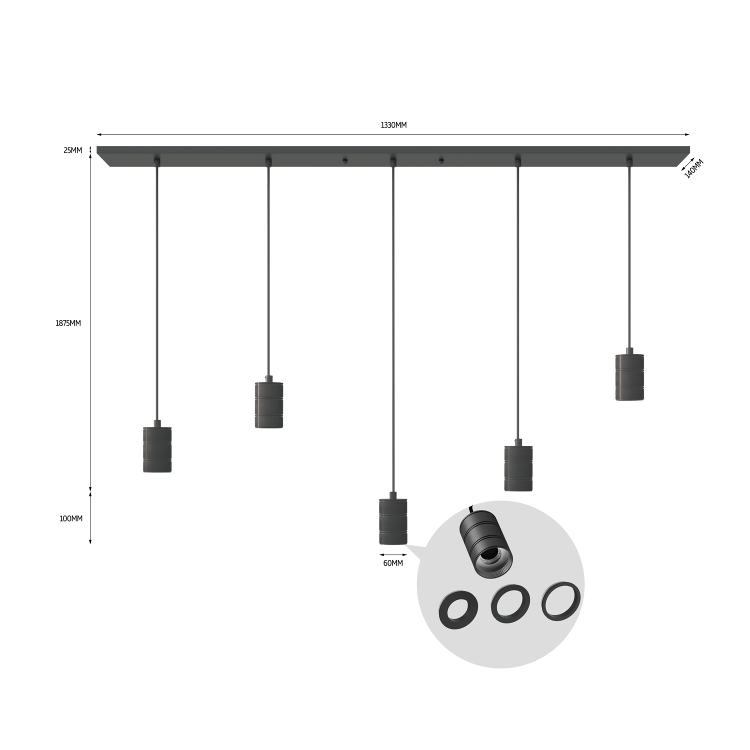 calex-suspension-5x-e27-14x130-cm-noire-c-bles-2m image 4