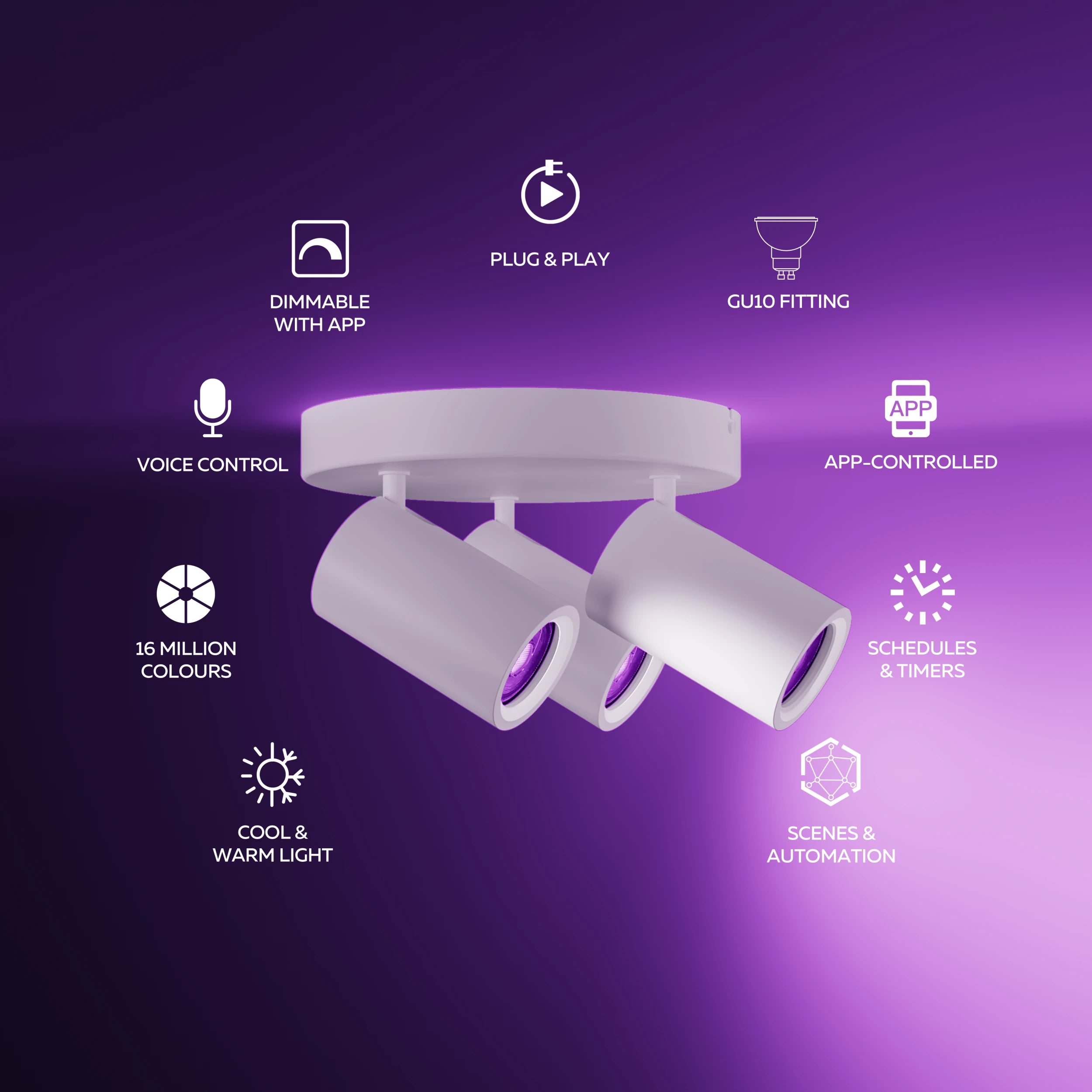 calex-smart-plafonnier-spot-3-lumi-res-blanc-connect-rgb-cct image 2