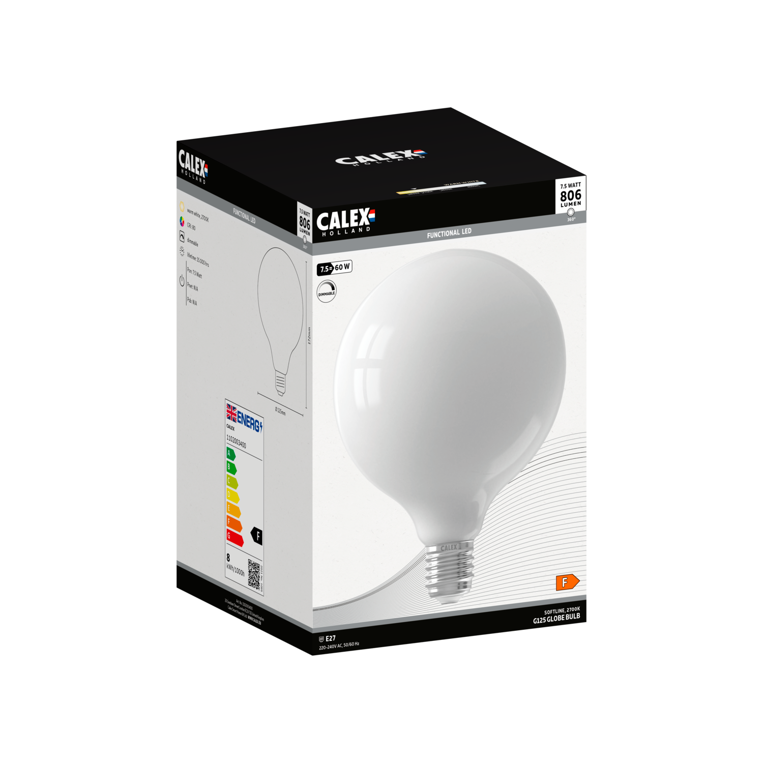 calex-softline-led-e27-g125-blanc-7-5w-dimmable image 2