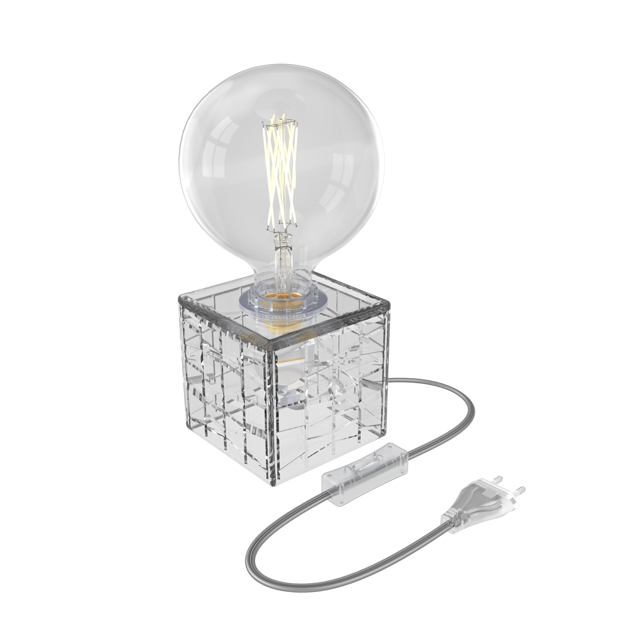 calex-lampe-de-table-carr-e-e27-verre-transparent image 1