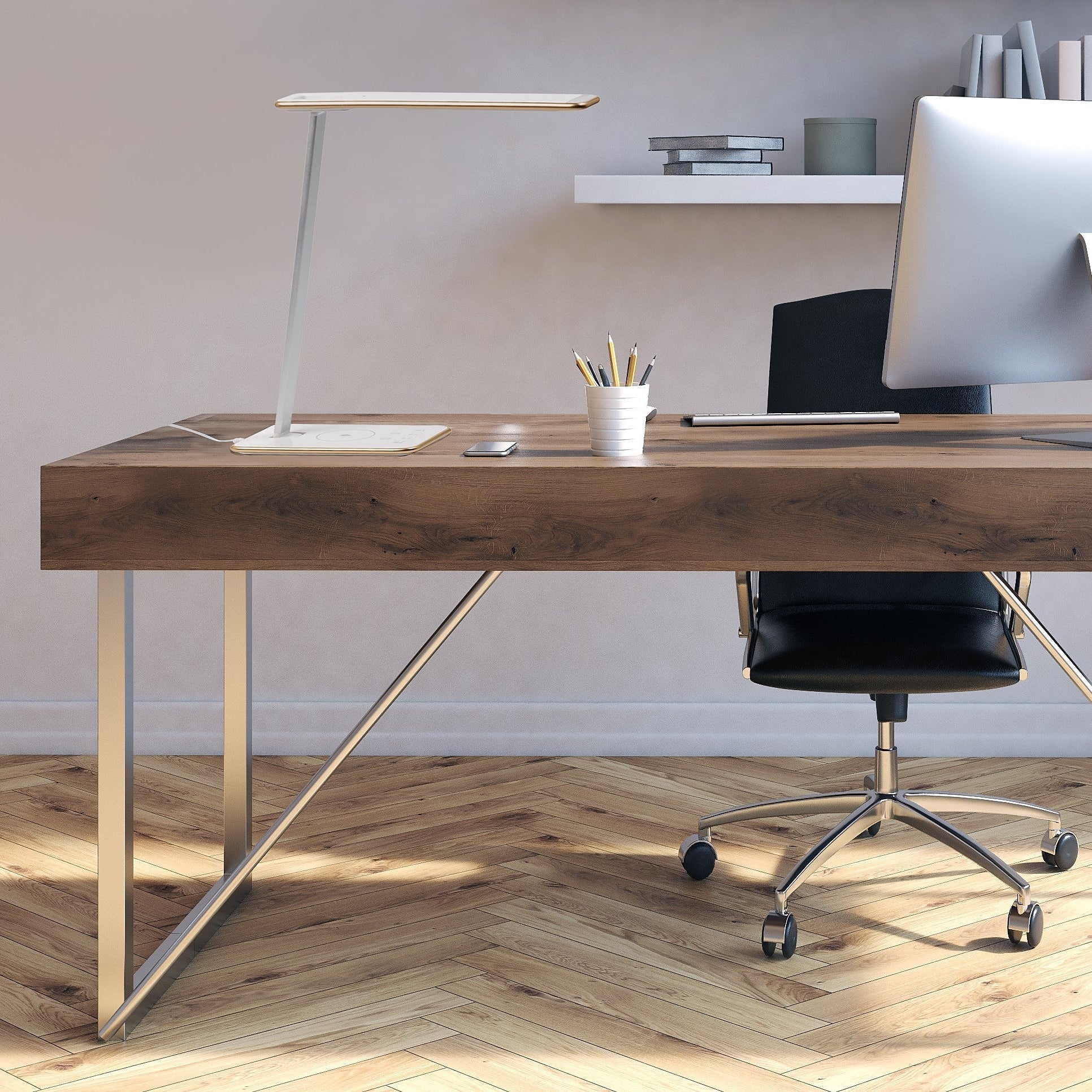 aluminor-orbit-lampe-de-bureau-led-argent-et-or image 2