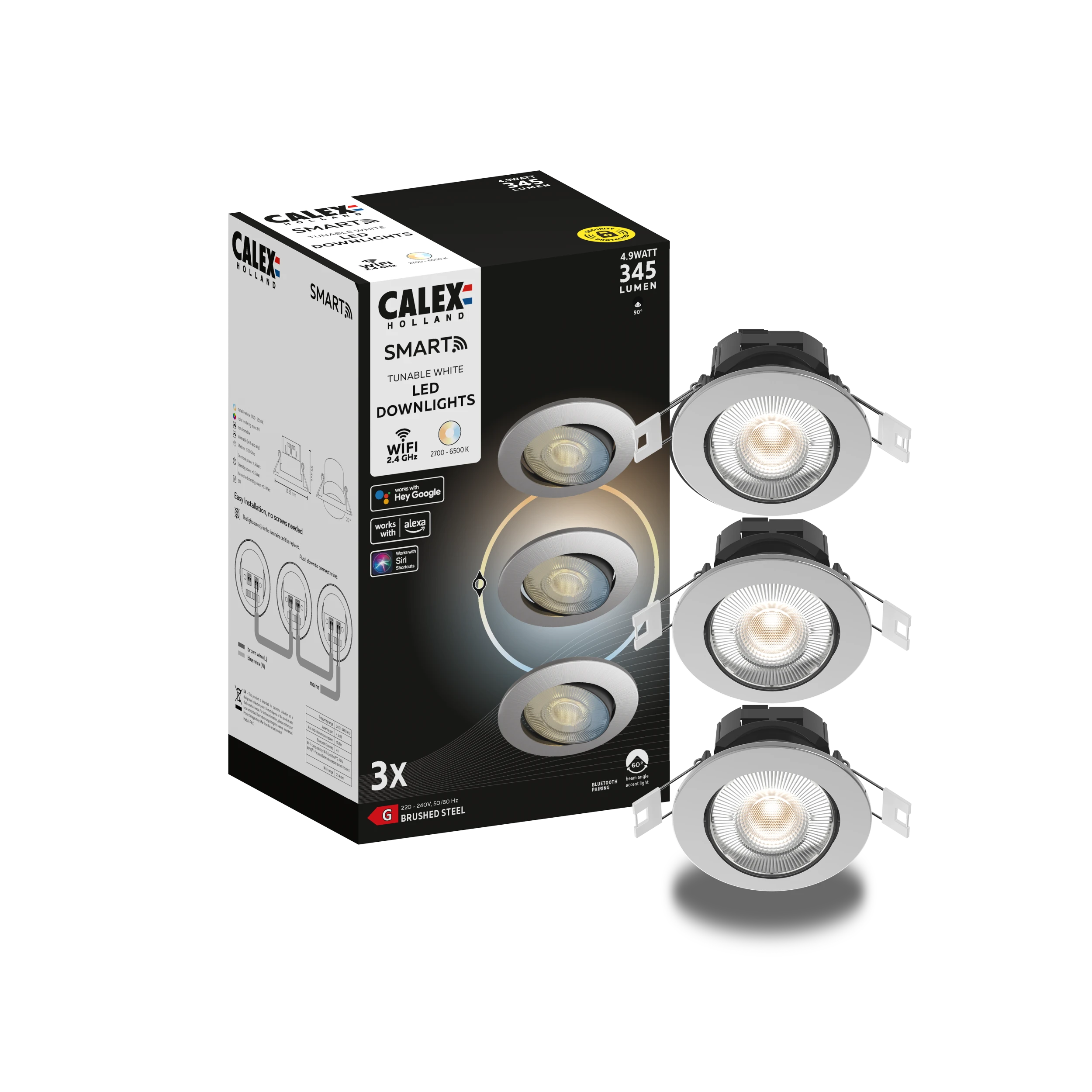 calex-halo-smart-spot-encastr-lot-de-3-gris-4-9w-blanc-variable image 1