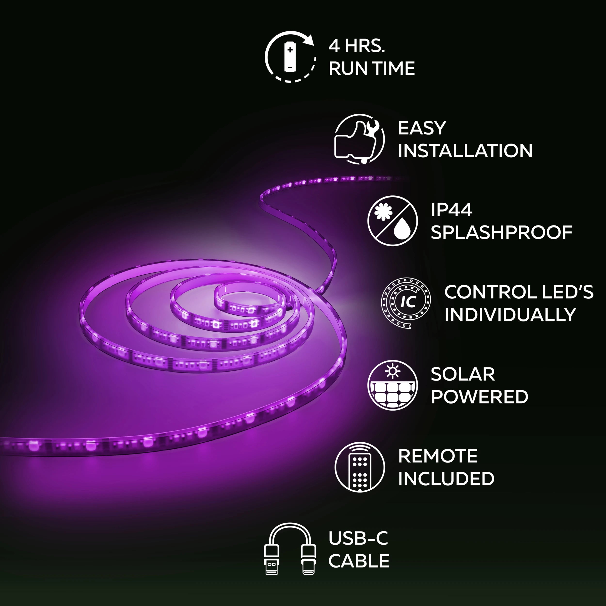 calex-bande-led-solaire-d-ext-rieur-3m-rgbic-cct-noir image 2