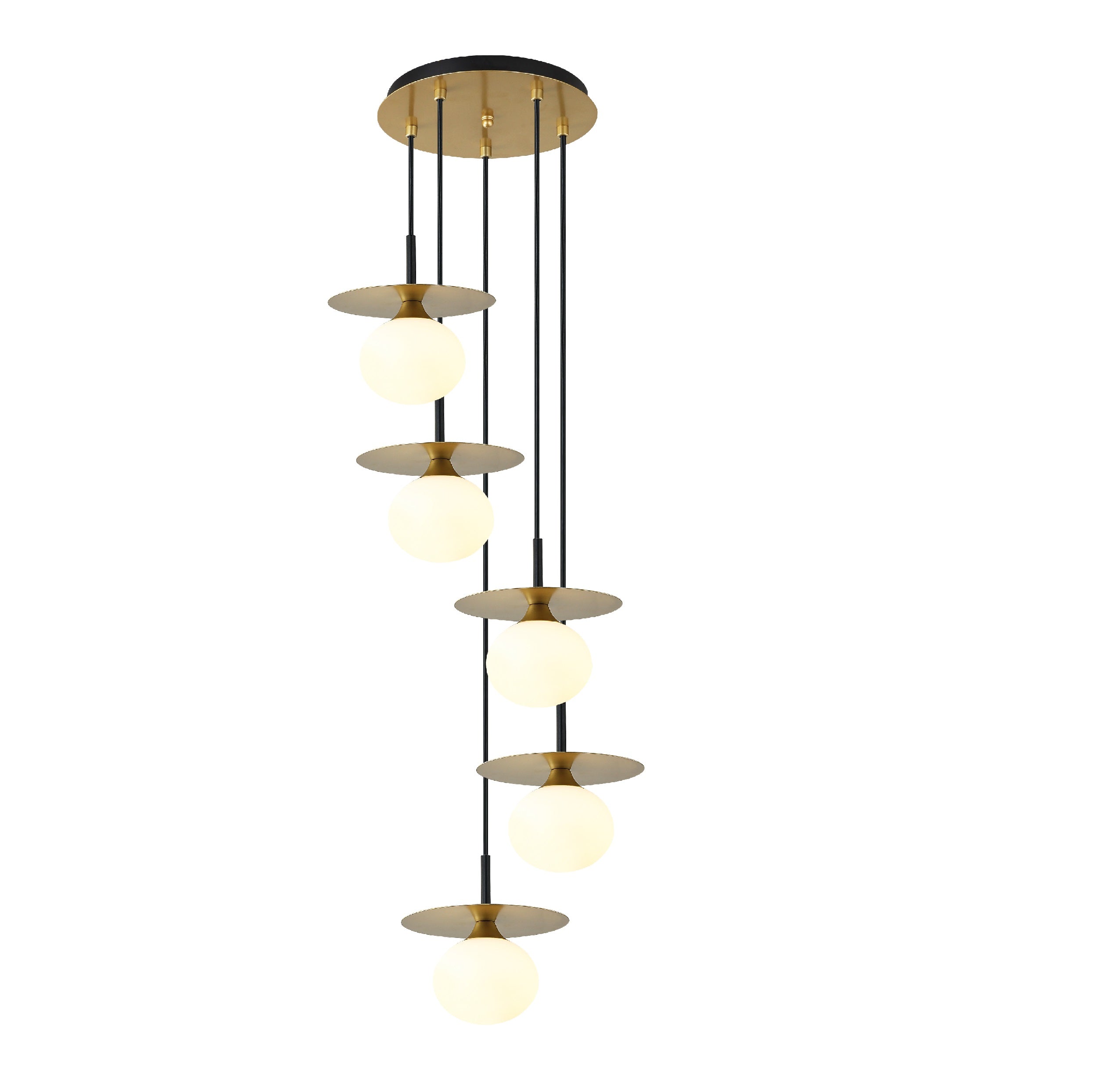 aluminor-cascade-s-suspension-5-lumi-res-m-tal-dor-verre-d-poli image 1
