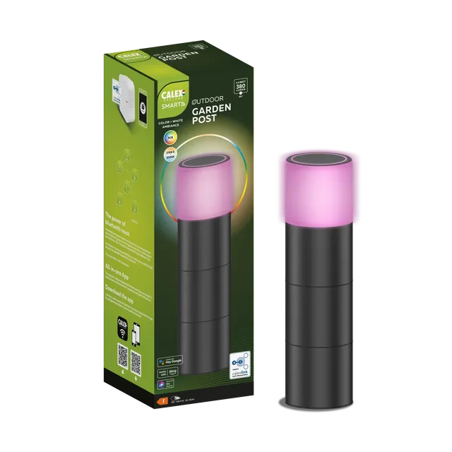 calex-halo-borne-ext-rieure-connect-e-rgb-cct-noire image 1