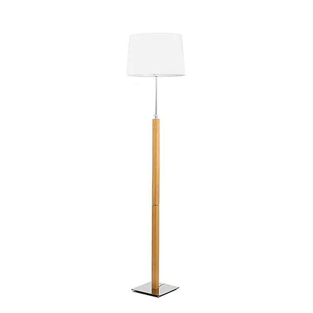 aluminor-quatro-ls-lampadaire-bois-et-m-tal-abat-jour-blanc image 1