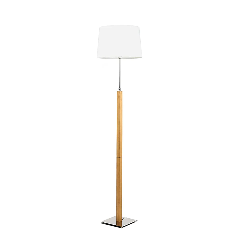aluminor-quatro-ls-lampadaire-bois-et-m-tal-abat-jour-blanc image 1
