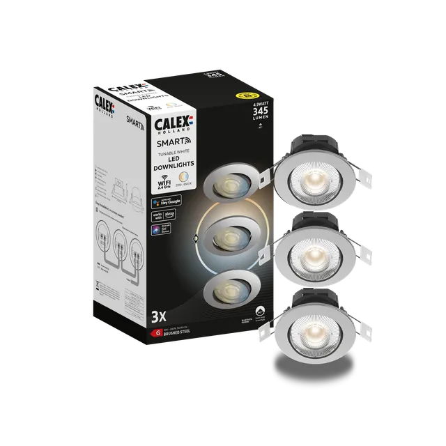 calex-halo-smart-spot-encastr-lot-de-3-gris-4-9w-blanc-variable image 1