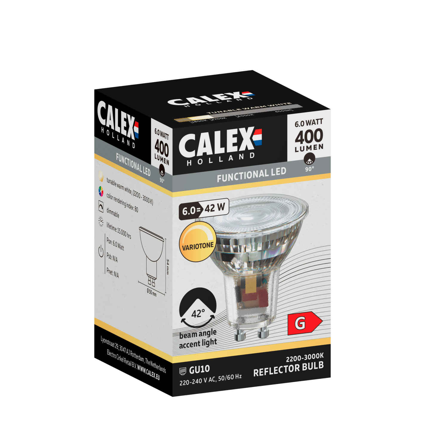 calex-variotone-smd-reflector-gu10-chrome-6w-dimmable image 3