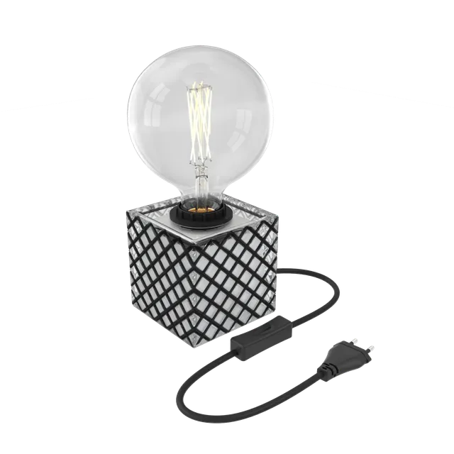 calex-lampe-de-table-carr-e-e27-verre-noir-blanc image 1