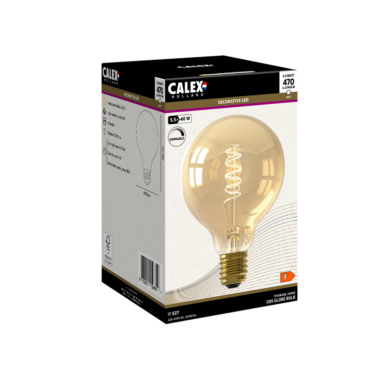 calex-lampe-led-filament-flex-e27-g95-or-2100k image 2