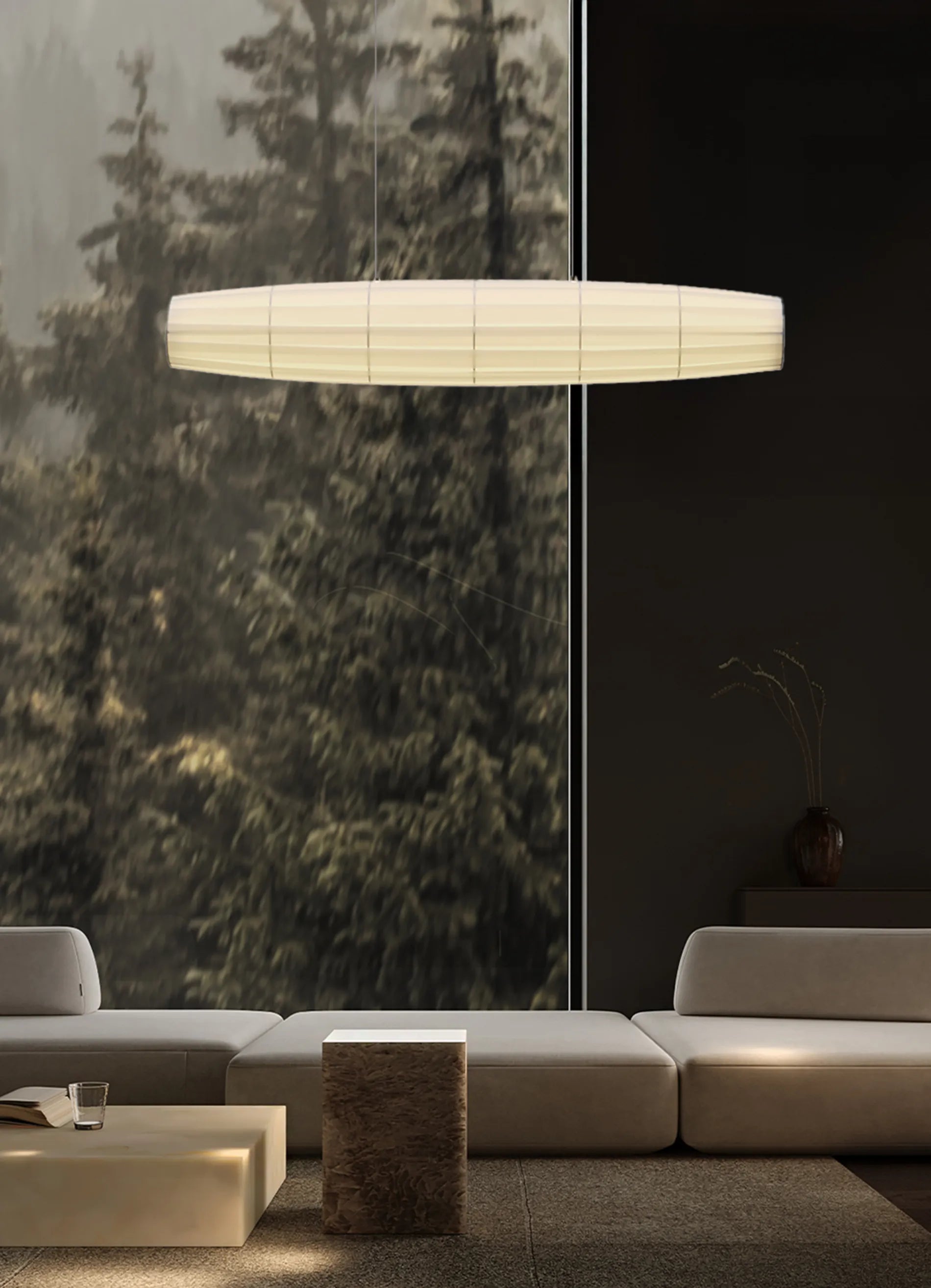 dcw-ditions-colonne-pendant-100-suspension-tissu-ruban-blanc-led image 1