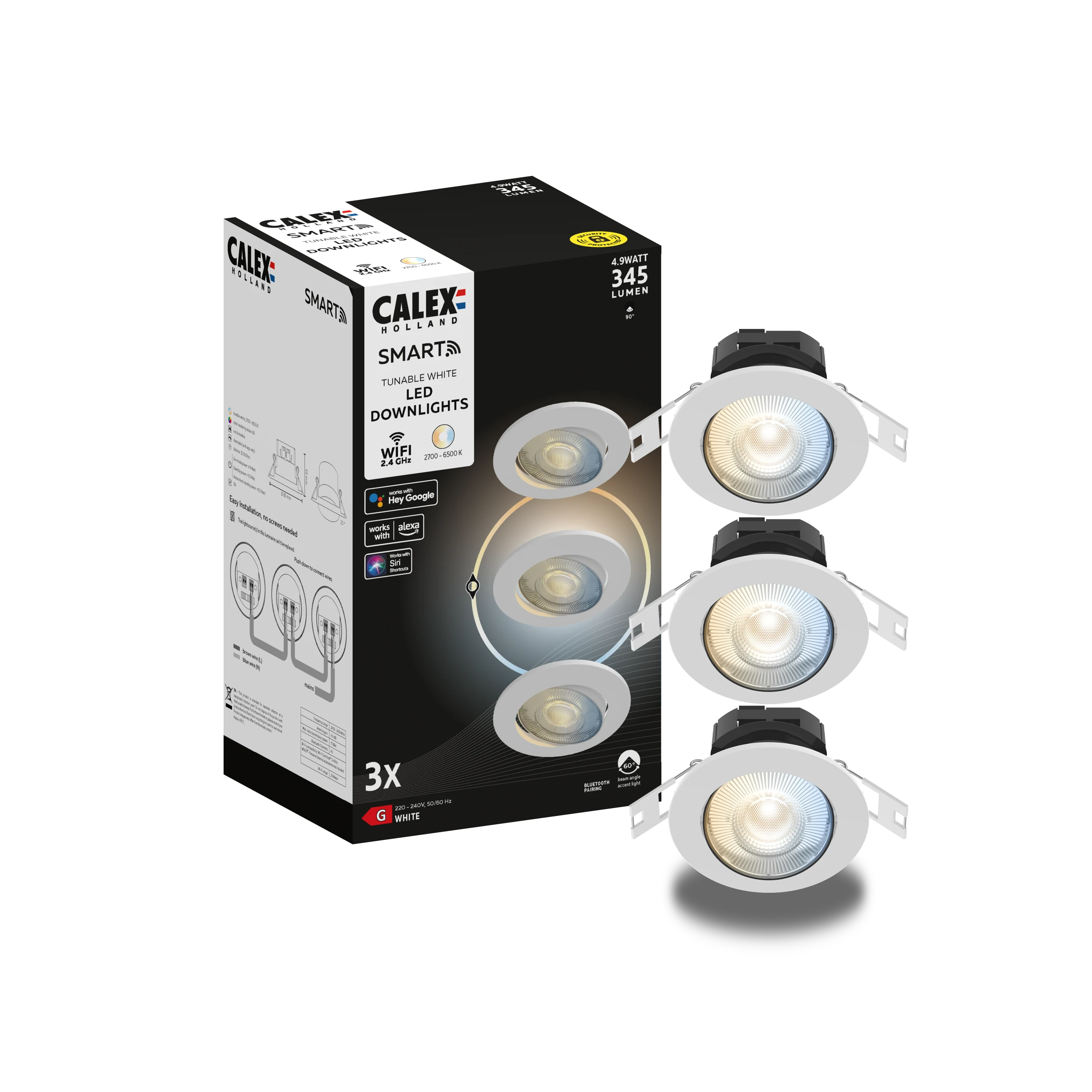 calex-smart-spot-encastr-blanc-lot-de-3-4-9w-2700k-6500k image 1