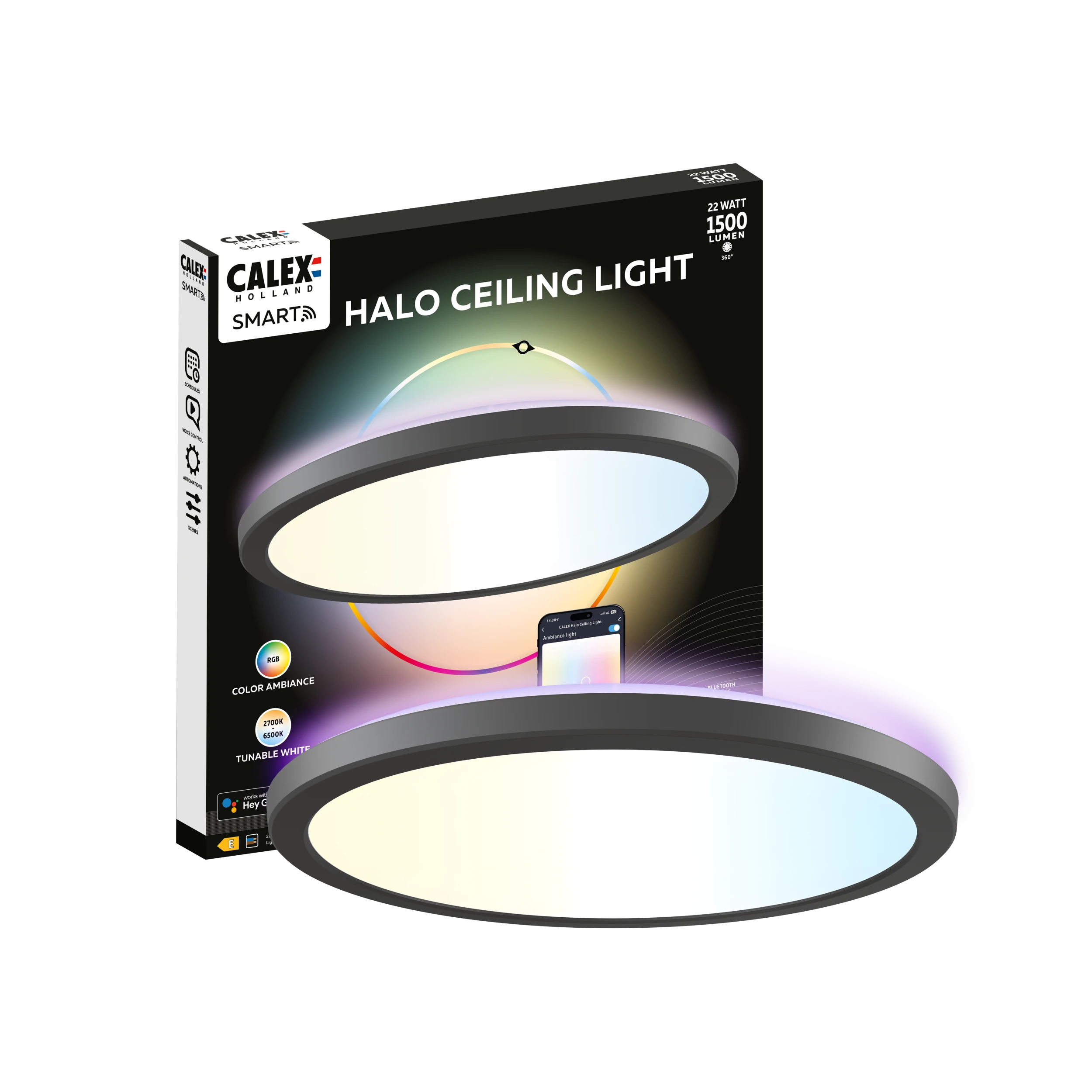 calex-smart-plafonnier-halo-30cm-rgb-cct-noir-ip54 image 1